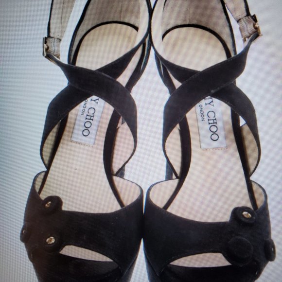 Jimmy Choo Black Suede Pumps Platforms - Picture 3 of 5